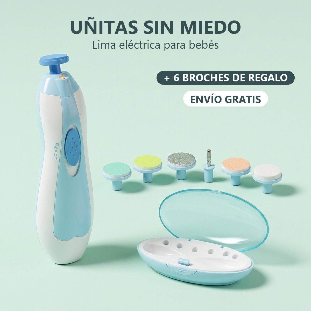 Uñitas Sin Miedo: lima eléctrica para bebés con 6 broches de regalo y envío gratis